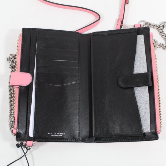Rebecca Minkoff Leather Crossbody Bifold Wallet On A Chain - Pink - Picture 3 of 5